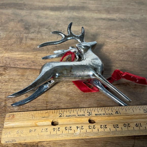 Pottery Barn Reindeer vintage Christmas tree ornament silver plated - Picture 6 of 10